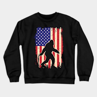 Vintage Bigfoot - USA Flag  4th of July Crewneck Sweatshirt